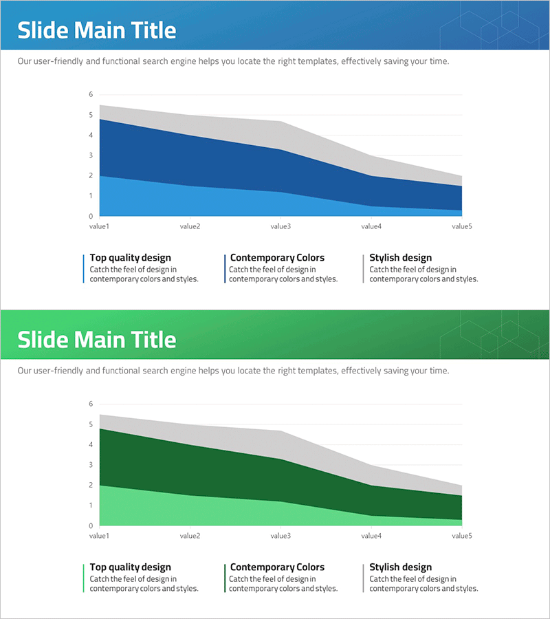 블루 그린 영역형 그래프 – 시장 분석에 적합