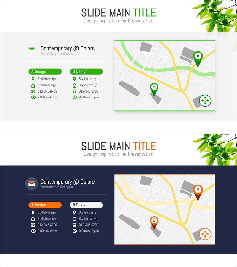 회사의 거래처 위치를 시각화한 인포그래픽 슬라이드