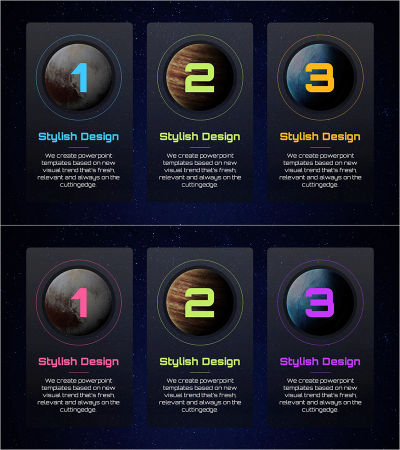 비주얼 트렌드에 기반한 스타일리시한 PPT 템플릿