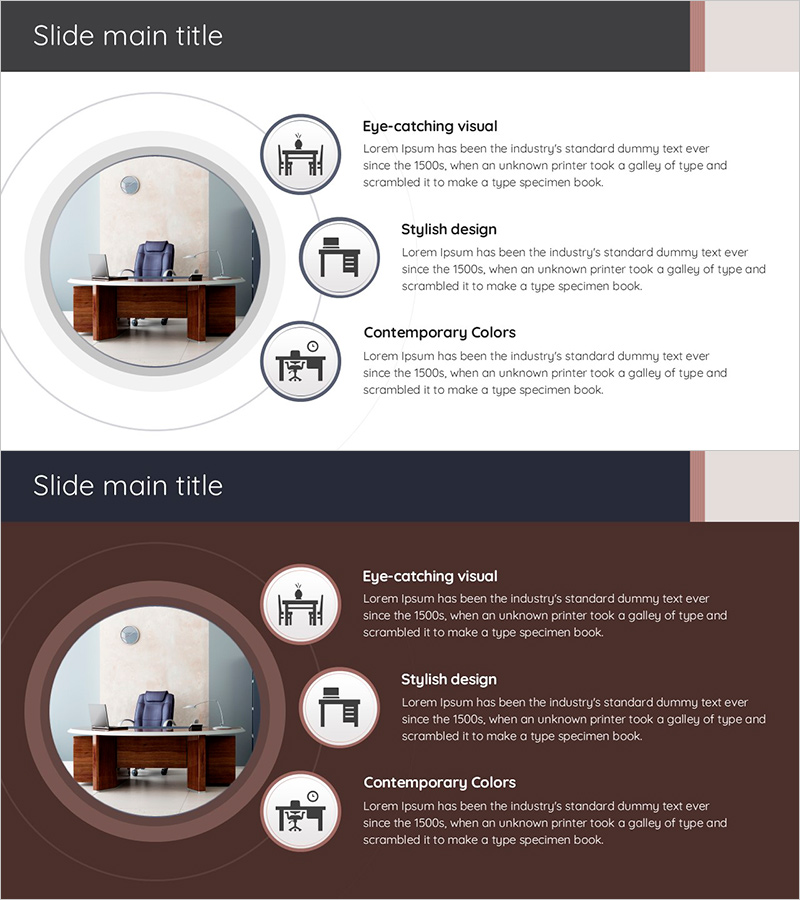 데스크 제품 소개 다이어그램 – 제품 특성과 특징 강조