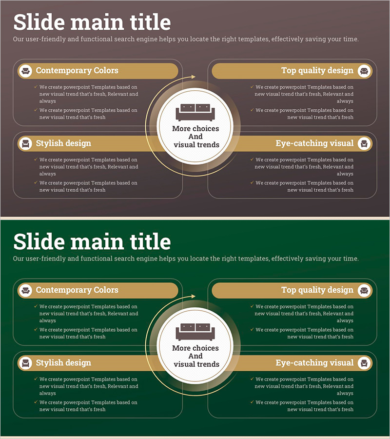 소파 종류별 특징을 시각화한 다이어그램 슬라이드