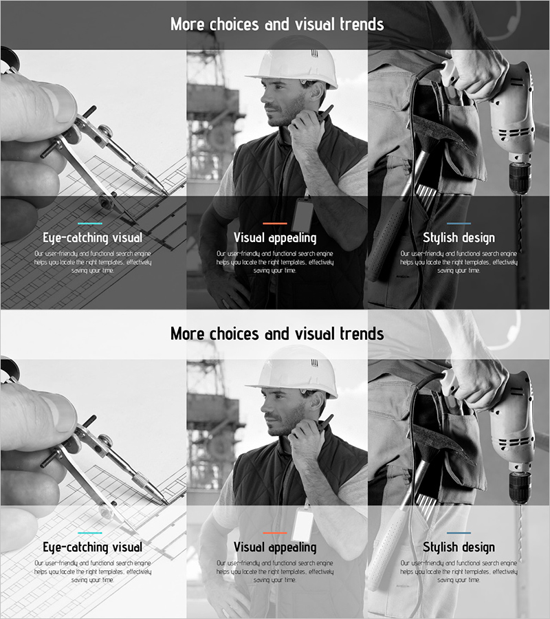 건설 작업 이미지와 텍스트 – 제품 및 서비스 소개