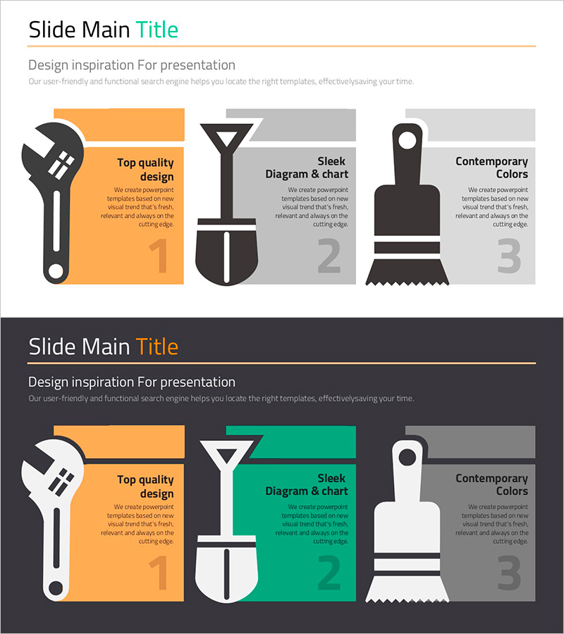 공업 도구 실루엣과 텍스트박스 – 사업 운영계획