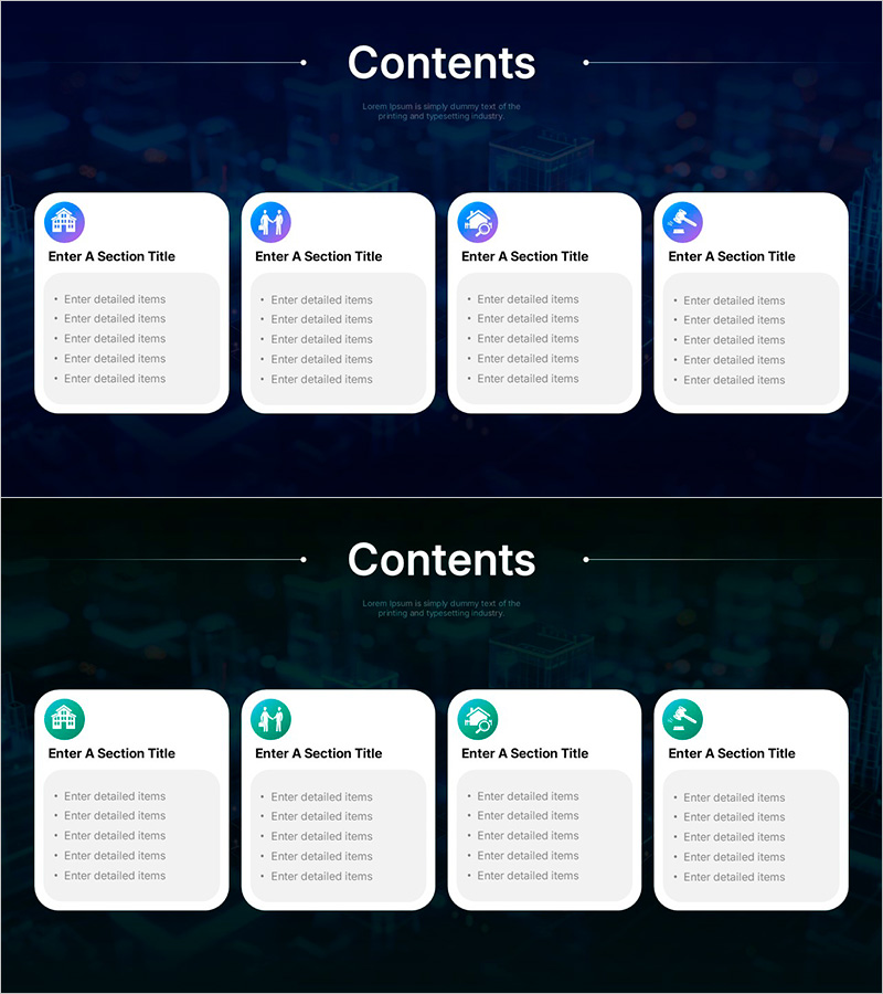 부동산 거래 목차 슬라이드 템플릿 – 전문적이고 세련된 구성