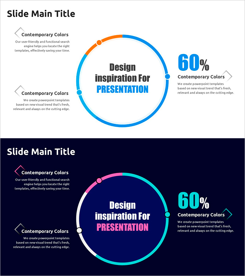 블루 퍼플 도넛 그래프로 시장 점유율 분석