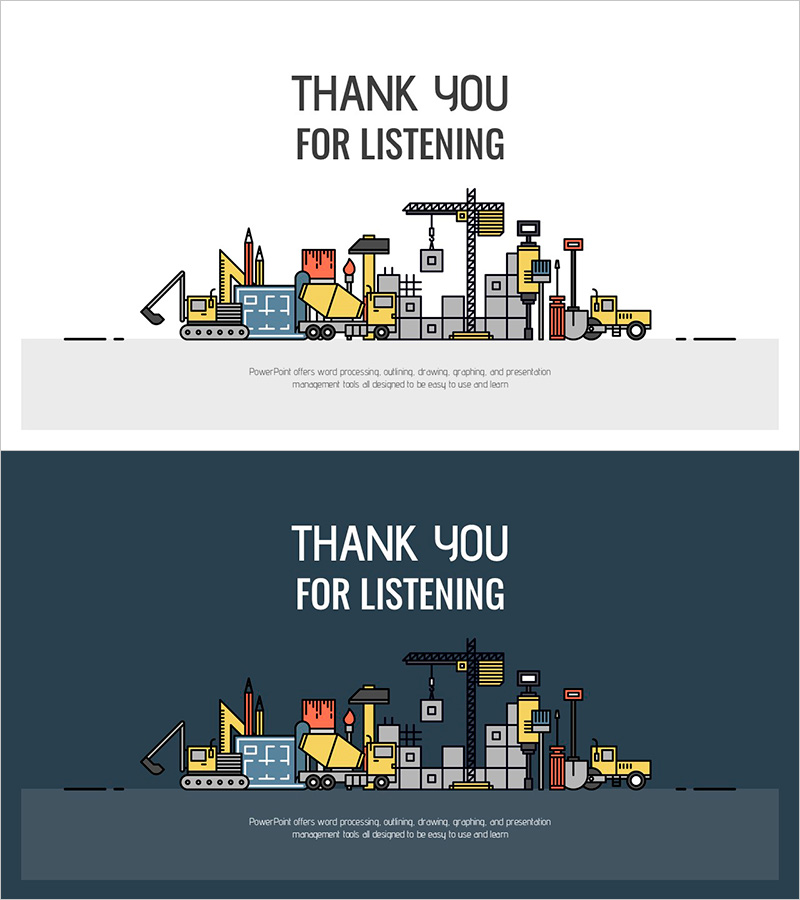 건축공학 일러스트로 구성된 엔딩 표지 템플릿