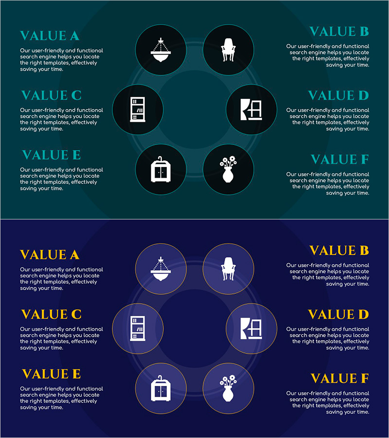 제품 사업 영역 다이어그램 슬라이드 – 시각화와 효율성