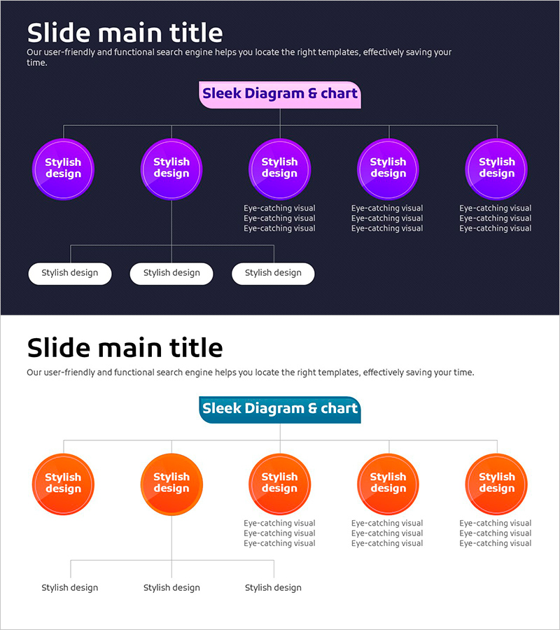 무료 퍼플 오렌지 트리 구조 – 조직도 시각화