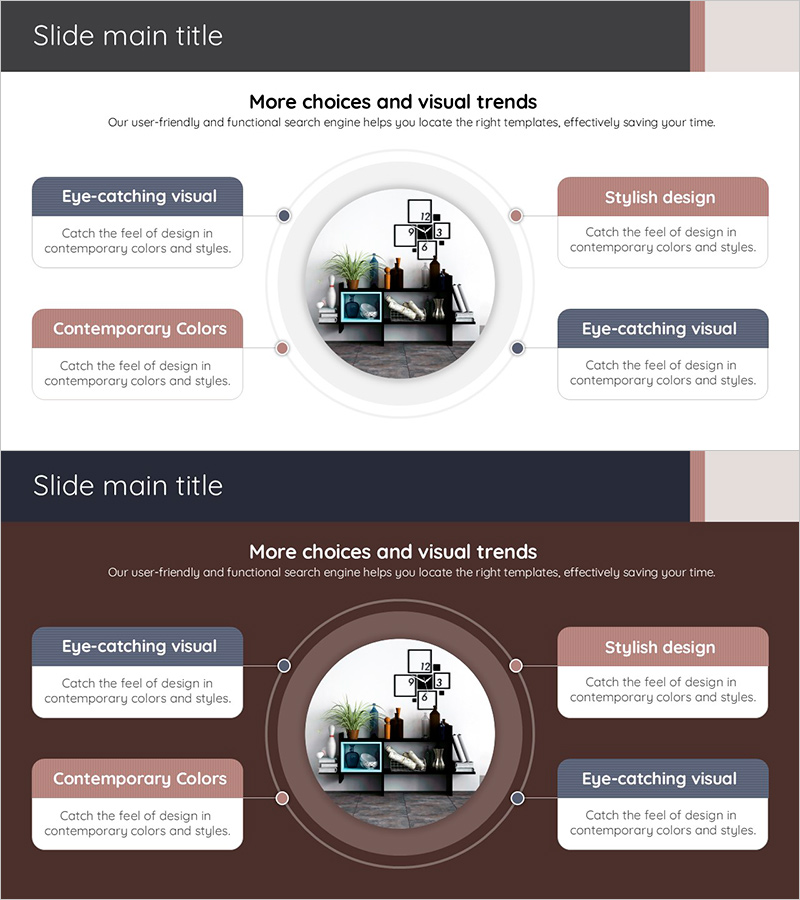 인테리어 특징 확산 다이어그램으로 비즈니스 비전 강화