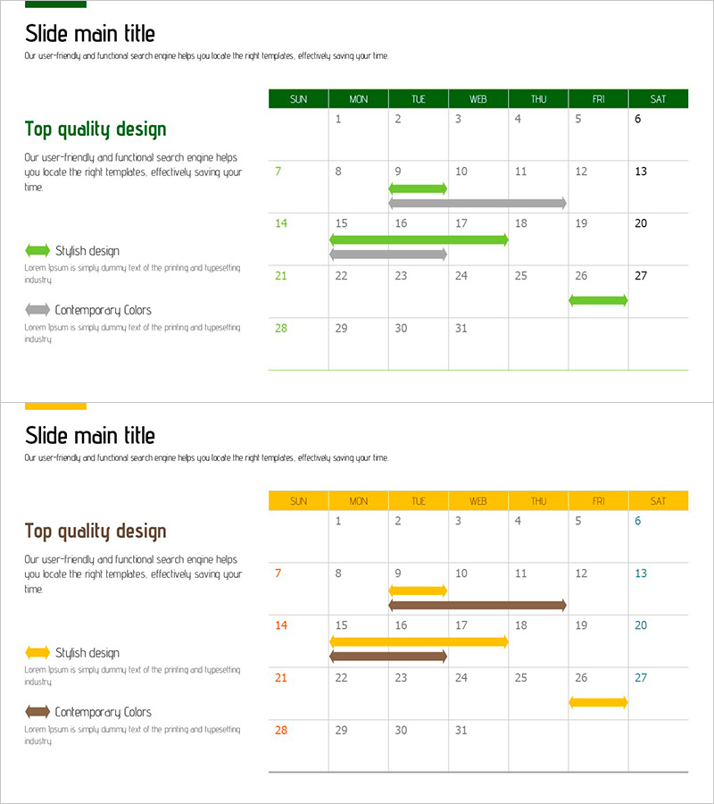 그린 옐로우 일정표 – 사업추진 전략 수립을 위한 슬라이드