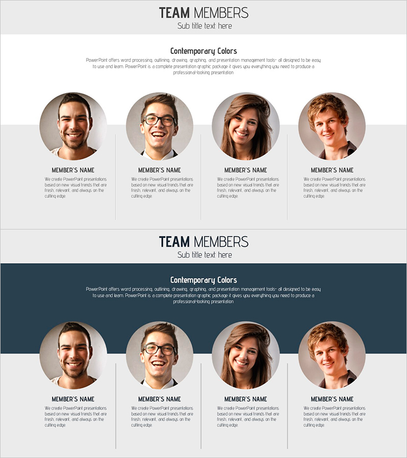 그레이 네이비 팀 소개 – 현대적인 다이어그램