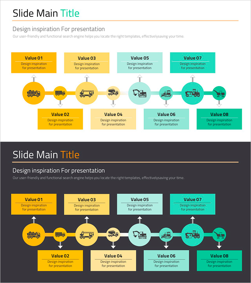 중장비 특성 다이어그램 - 정보 전달 및 설계 종합