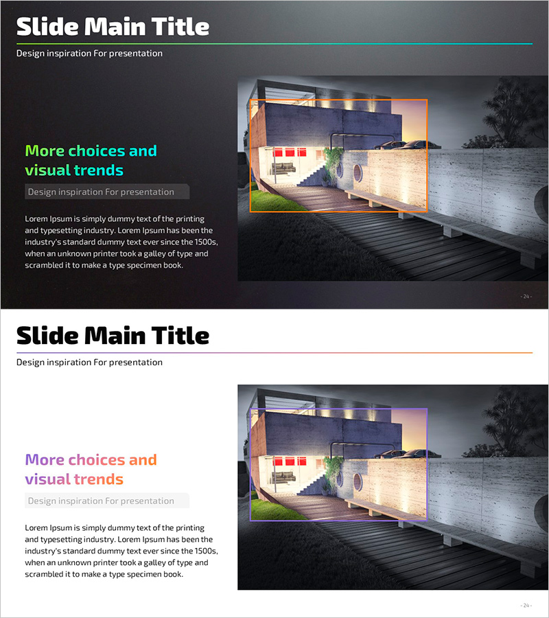 건축 디자인과 텍스트 슬라이드 – 혁신적 사업개요