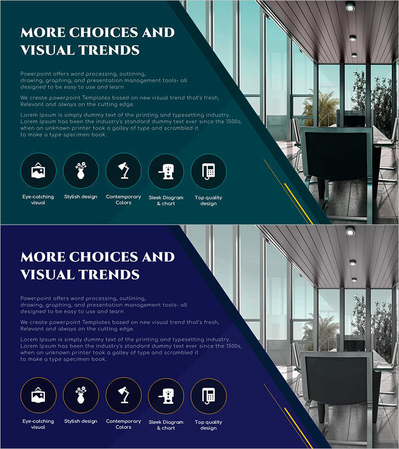 사무실 구성 제품 소개 슬라이드 – 효율성과 스타일