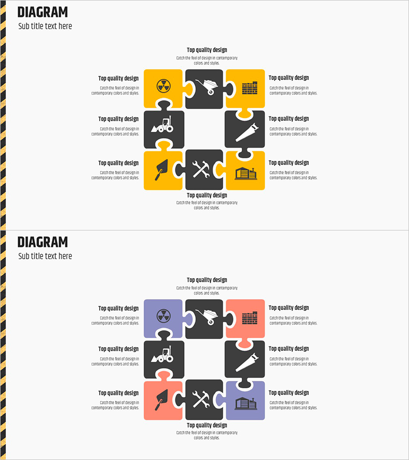 건설 작업 퍼즐 다이어그램 – 클러스터 기반 구성