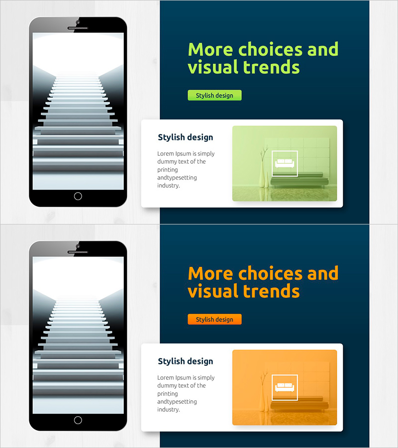 인테리어 목업 및 타이틀을 활용한 슬라이드 – 트렌디한 디자인