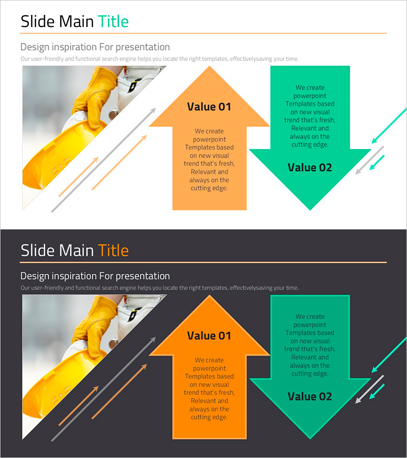장단점 화살표 텍스트박스 – 데이터 시각화