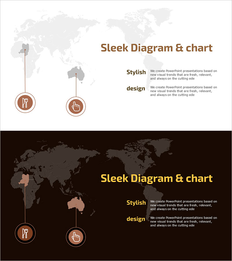 타겟 지역 분석을 위한 세련된 다이어그램 슬라이드