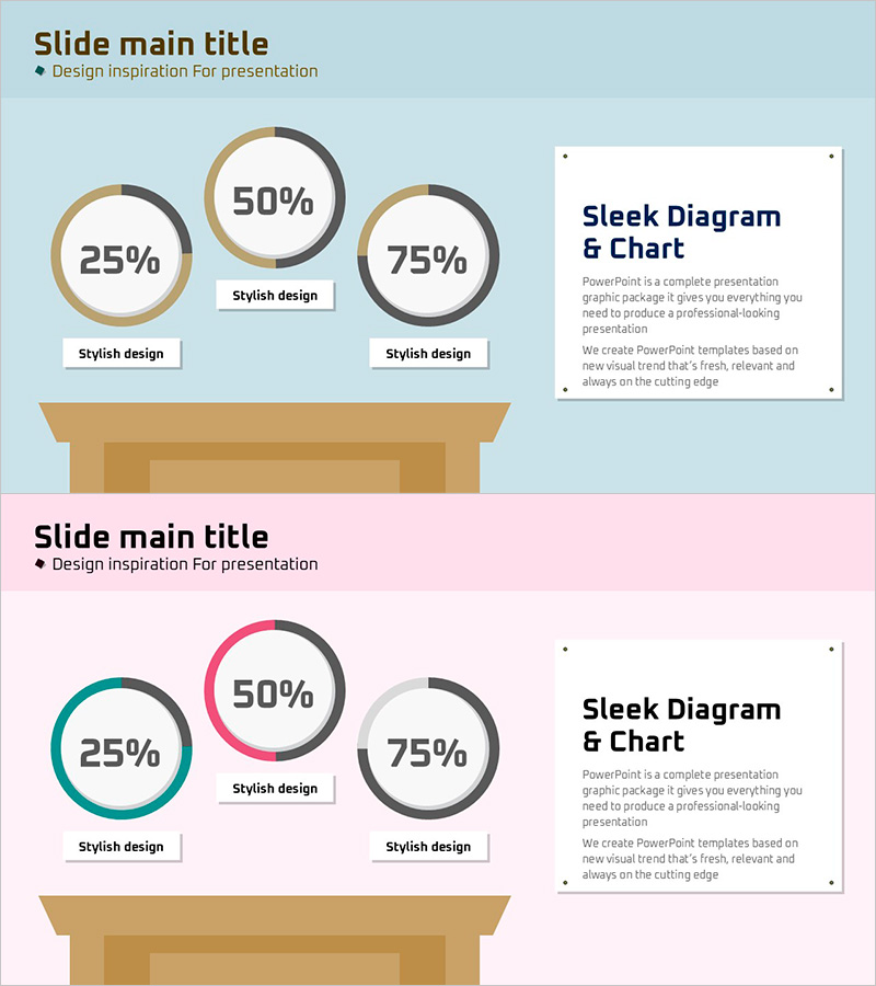 도넛차트와 교탁 일러스트 – 시장 분석 도구