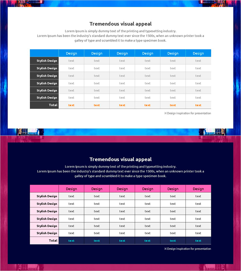 블루 핑크 테이블차트 – 데이터 시각화의 매력