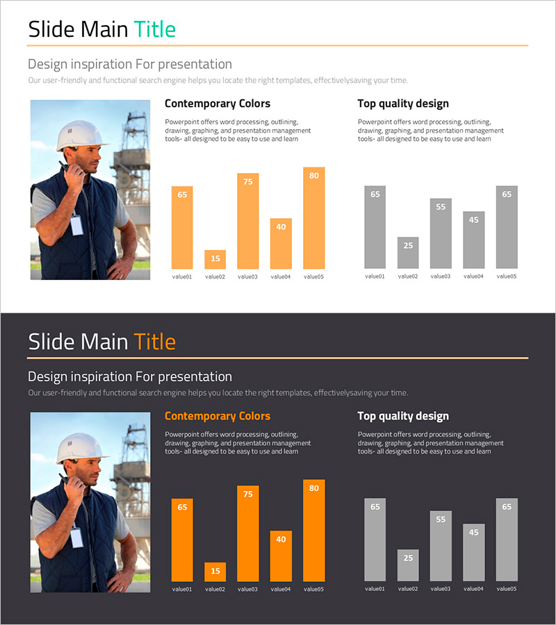 컬러 강조 세로 막대 그래프 – 시장 경쟁 분석