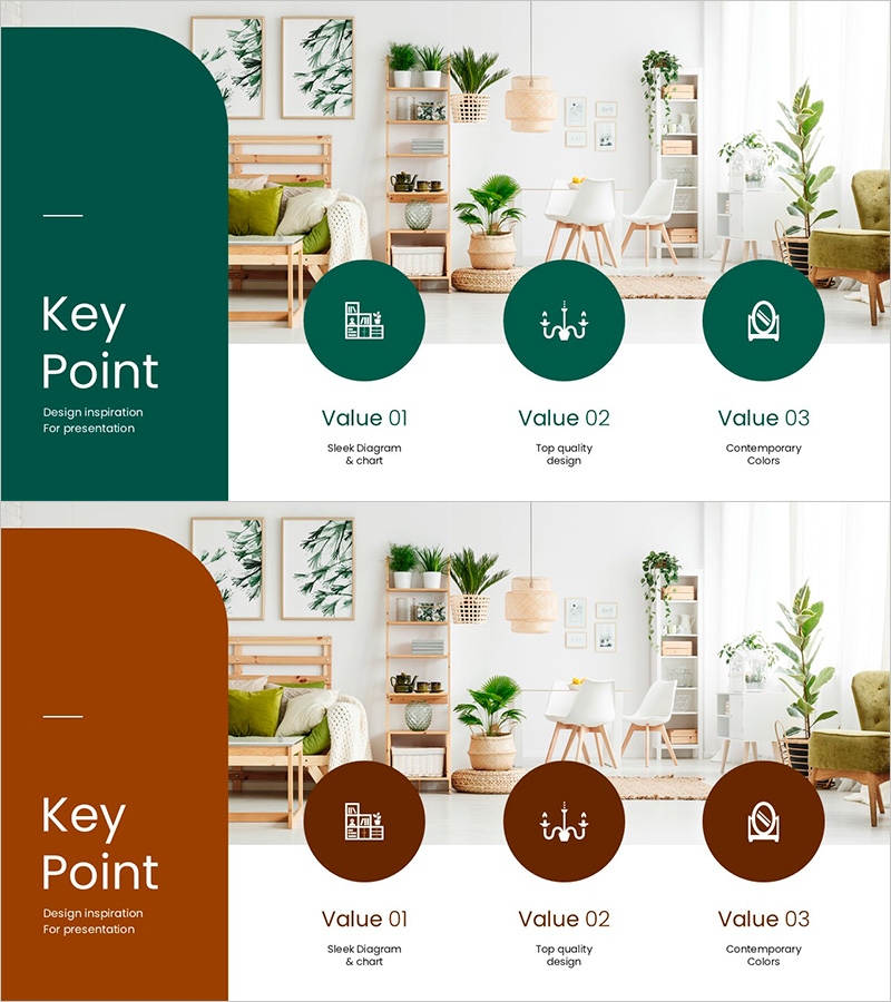 제품의 핵심 포인트를 간결하게 표현한 슬라이드