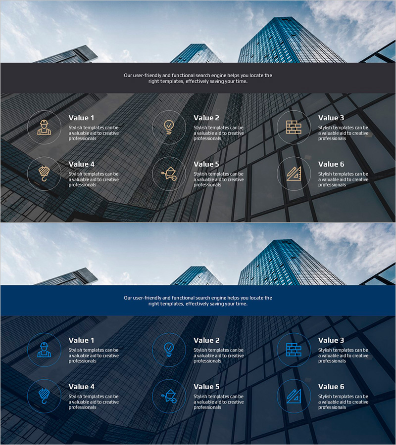 공사 개요를 시각화한 슬라이드 템플릿