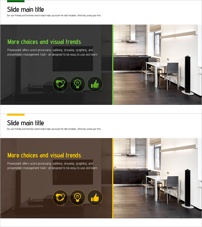 만족스러운 인테리어 슬라이드 템플릿 – 공간 트렌드와 스타일
