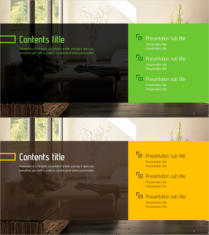 친환경 인테리어 템플릿 목차 - 전문적인 발표 시작하기