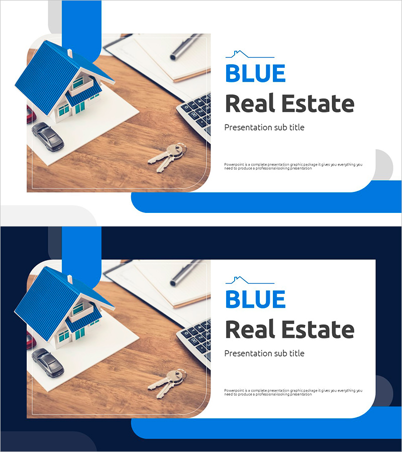 블루 부동산 템플릿 표지 – 전문적이고 신뢰감 있는 디자인