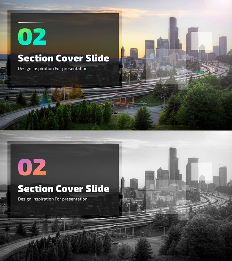 신도시 템플릿 PPT 간지 02 – 현대적 스타일의 멀티 섹션 커버
