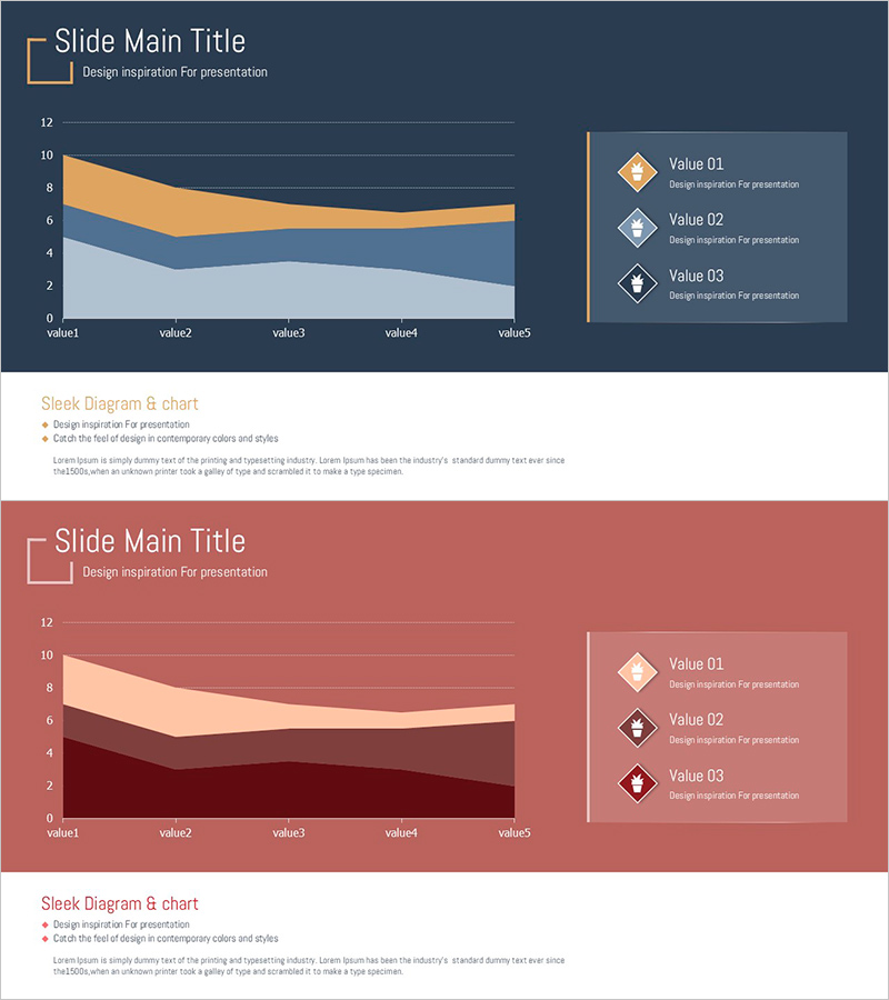 식물 아이콘과 영역형 차트 – 현대적 디자인으로 비즈니스 인사이트 강화