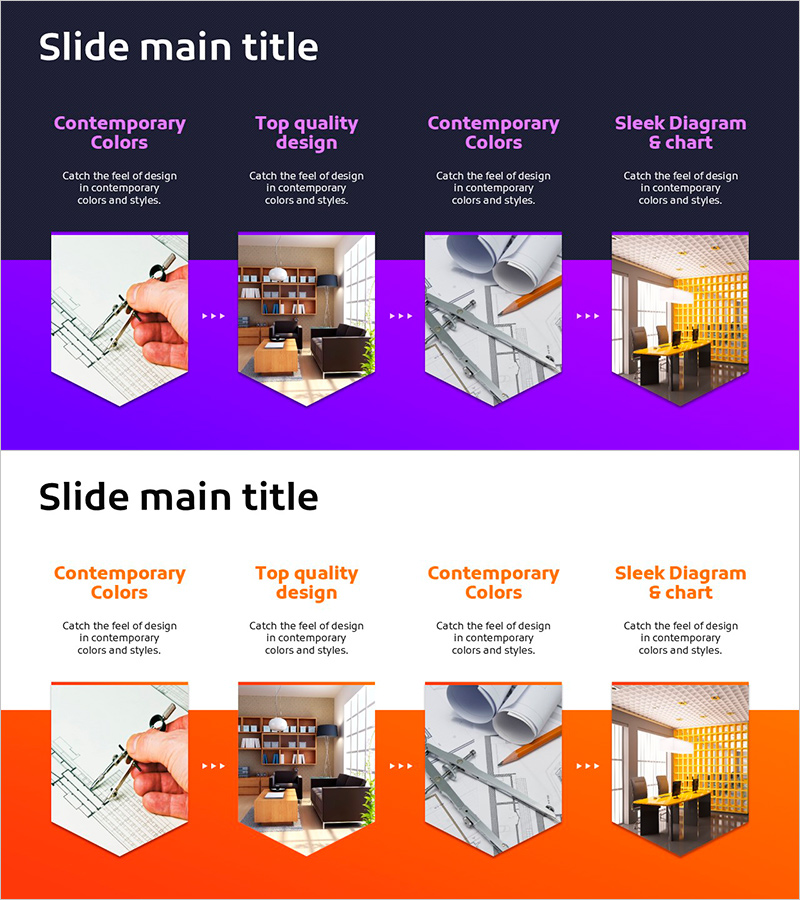 제품 개발 계획 과정을 시각화한 다이어그램 슬라이드