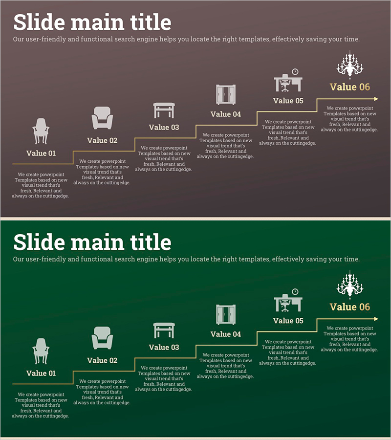 골드 선형 다이어그램으로 단계별 일정계획 표현