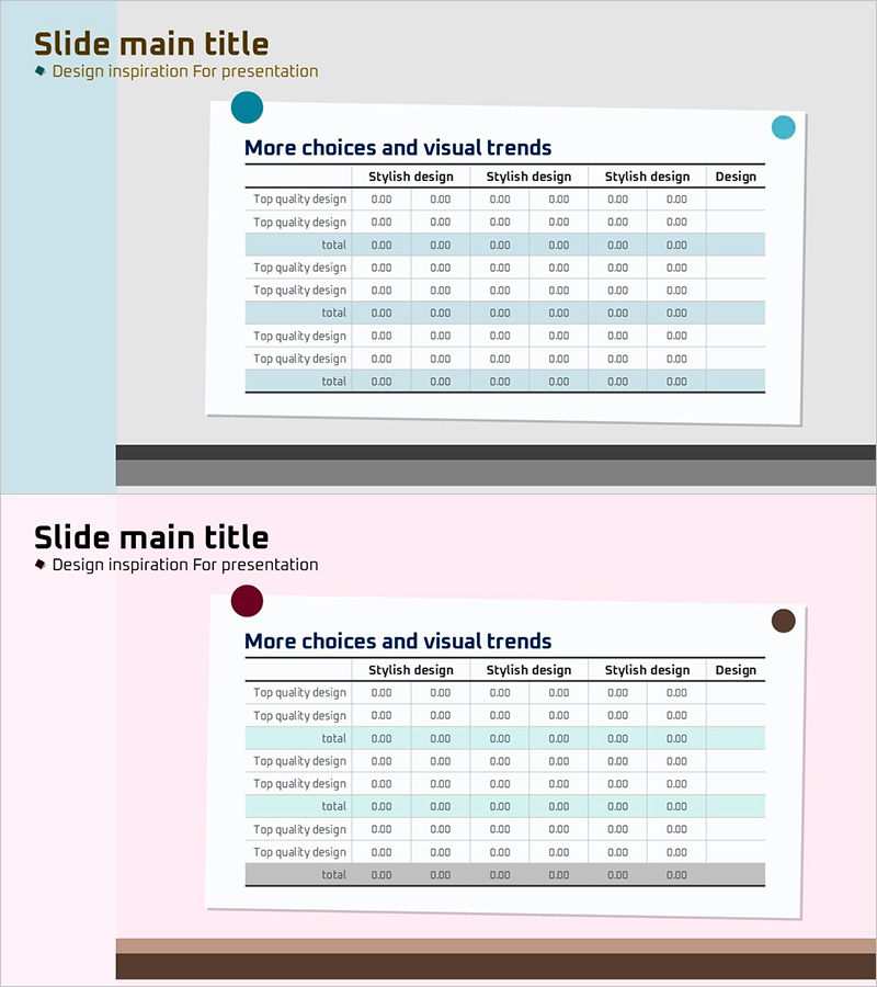 핀셋과 테이블 차트 – 세련된 다이어그램 디자인