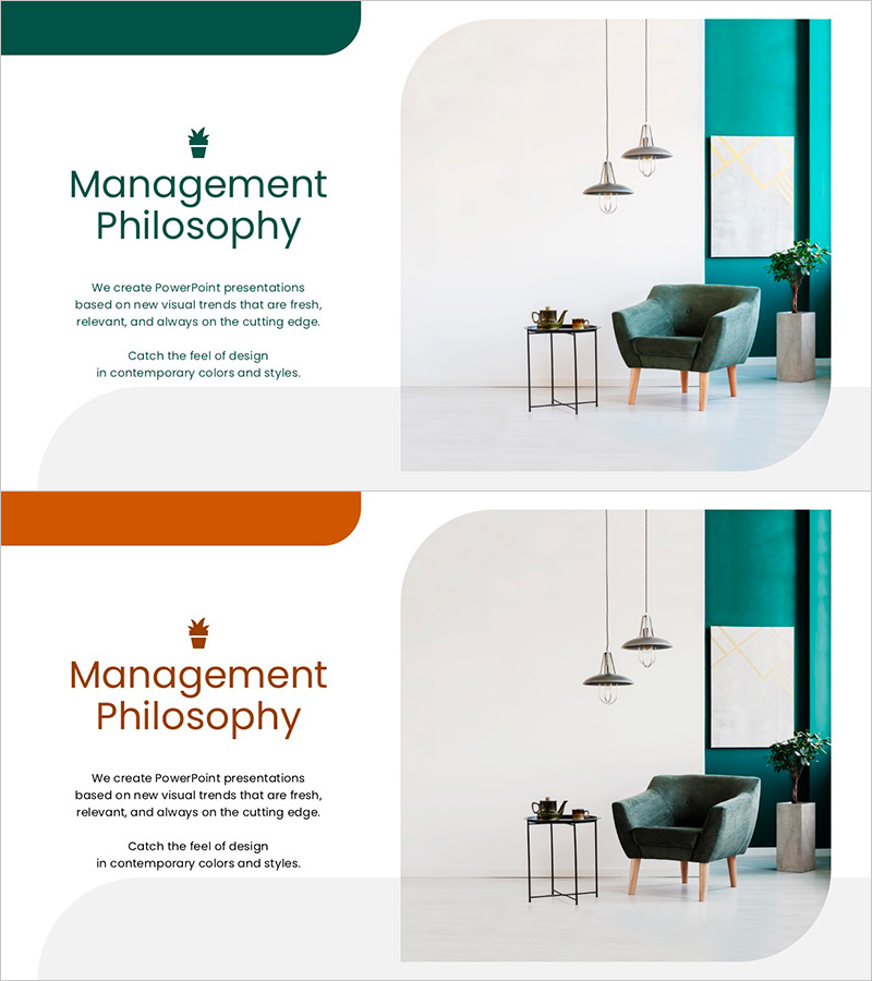 식물 관리 철학을 제시하는 PPT 슬라이드