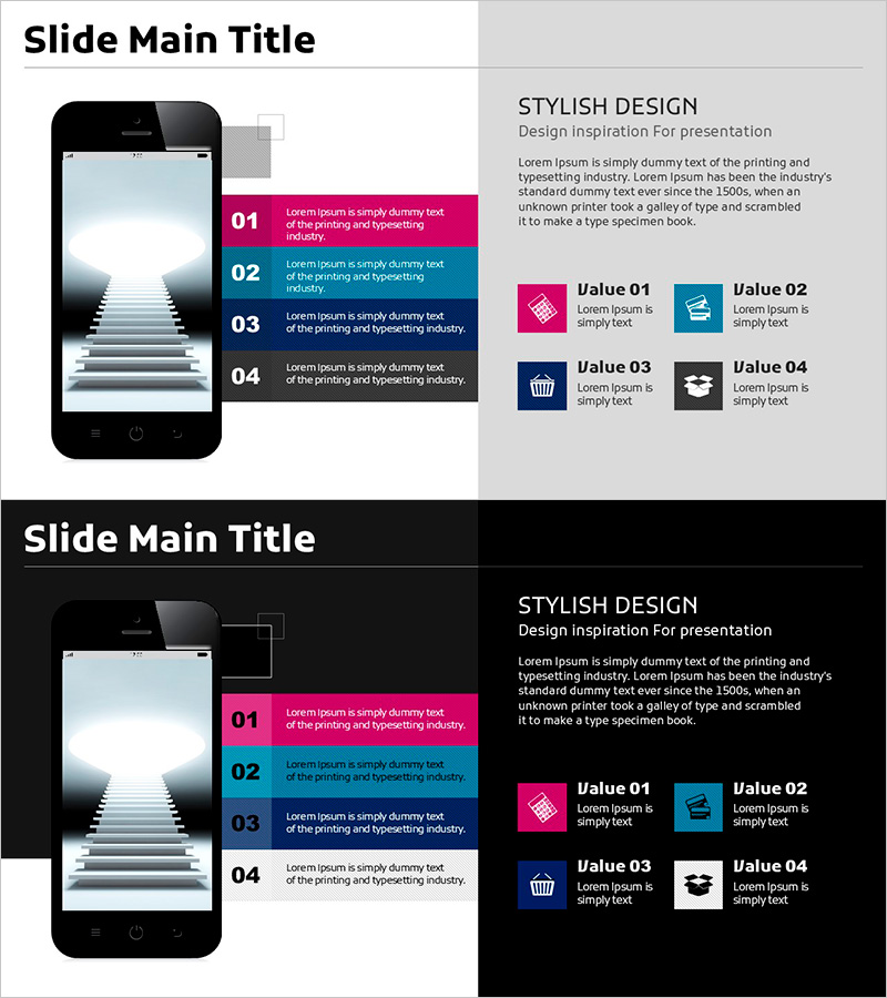 모바일 목업과 4단계 – 스타일리시한 디자인