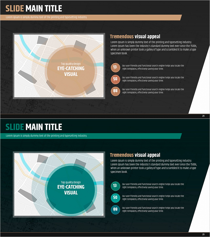 지역 내 수치 분석을 위한 곡선 그래프 슬라이드 – 효과적인 데이터 전달