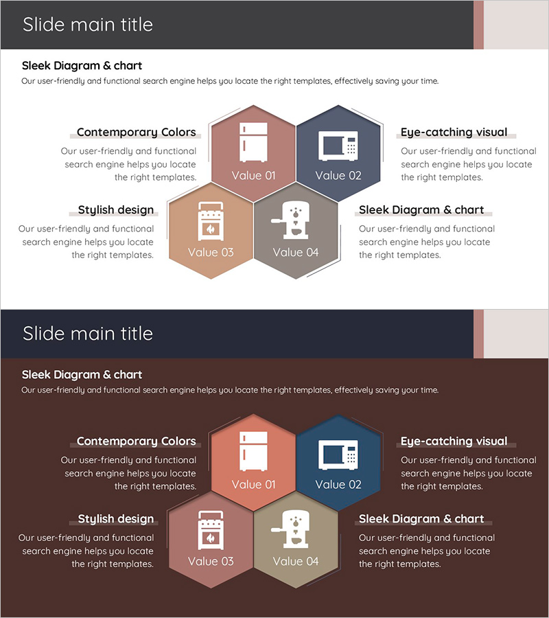 주방 가전제품 소개 인포그래픽 슬라이드 – 실용성과 스타일 강조