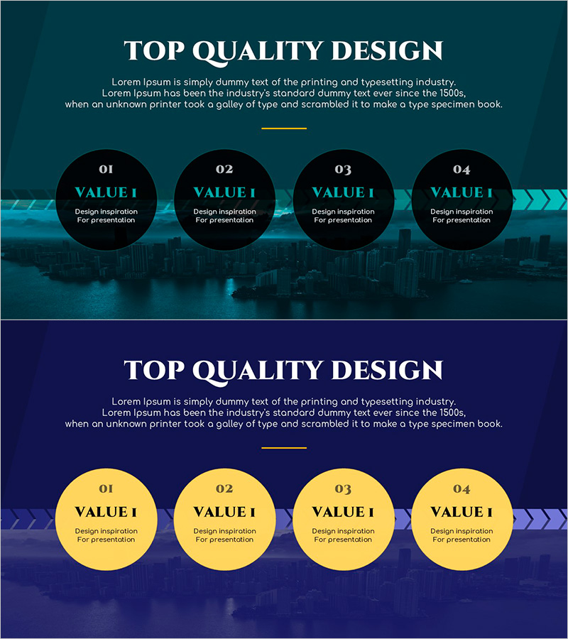 4가지 핵심 가치를 강조한 슬라이드 – 사업 추진 전략