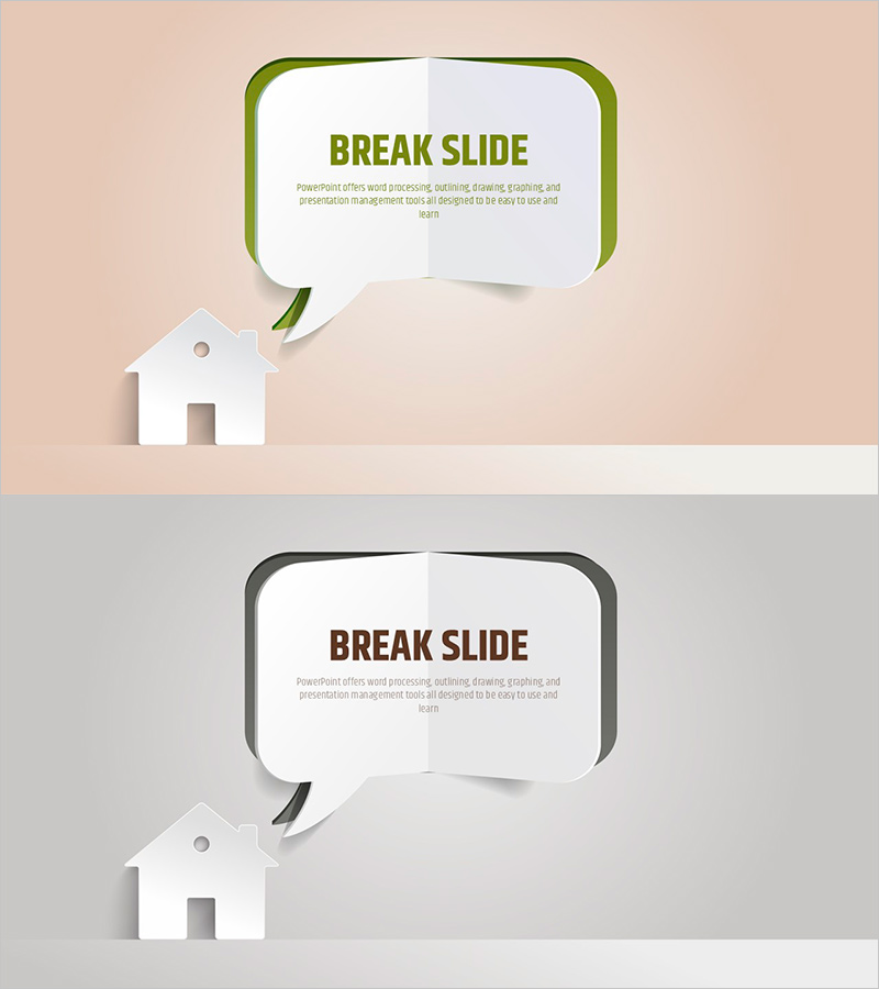 집과 말풍선 이미지로 효과적인 인트로 및 아웃트로 슬라이드