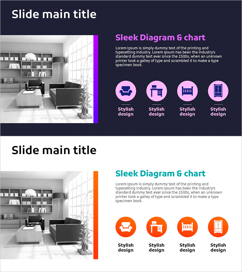 가구 아이콘과 상품 개요 – 제품 소개를 위한 최적 슬라이드