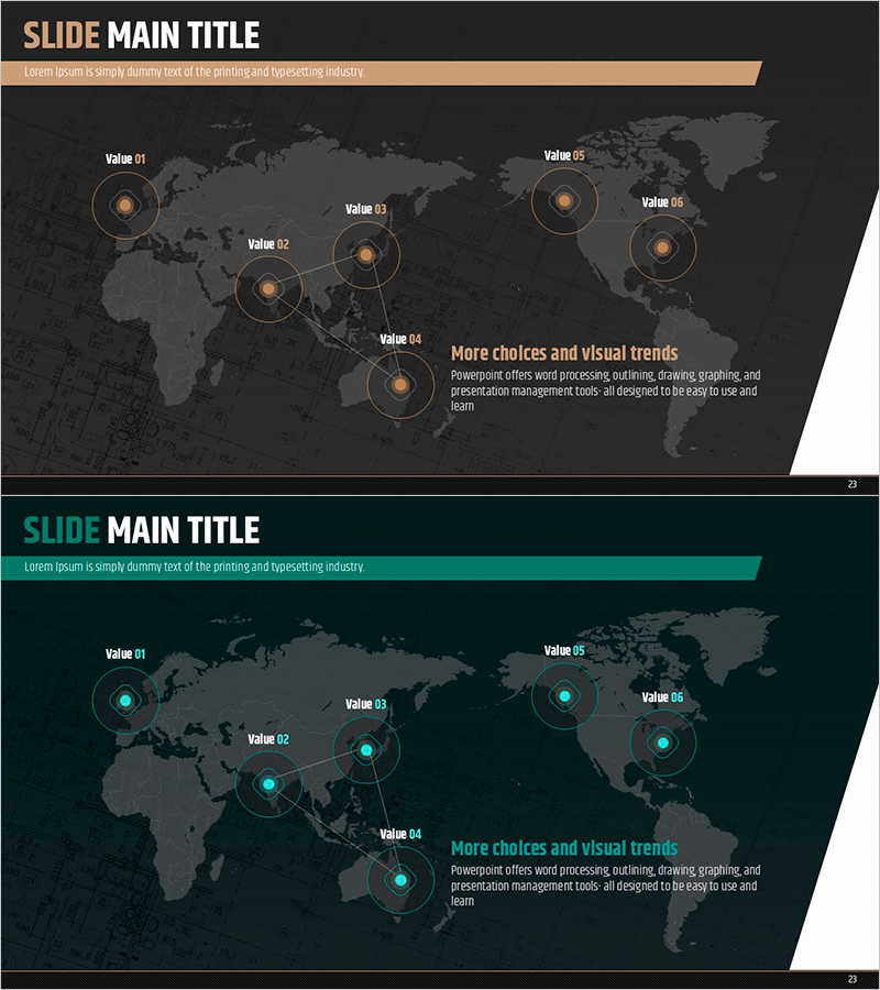 세계 지도와 타겟지역 – 글로벌 네트워크 시각화