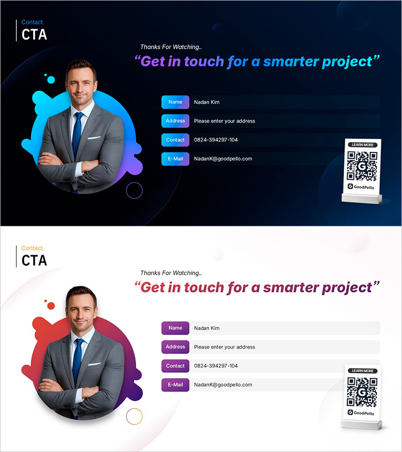 스마트 프로젝트 솔루션 문의 슬라이드 – 전문가에게 문의하세요