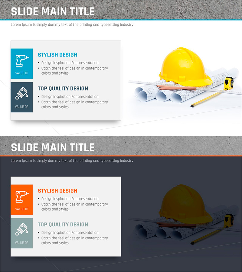 인테리어 작업의 특성을 강조한 프레젠테이션 템플릿 – 세련된 디자인