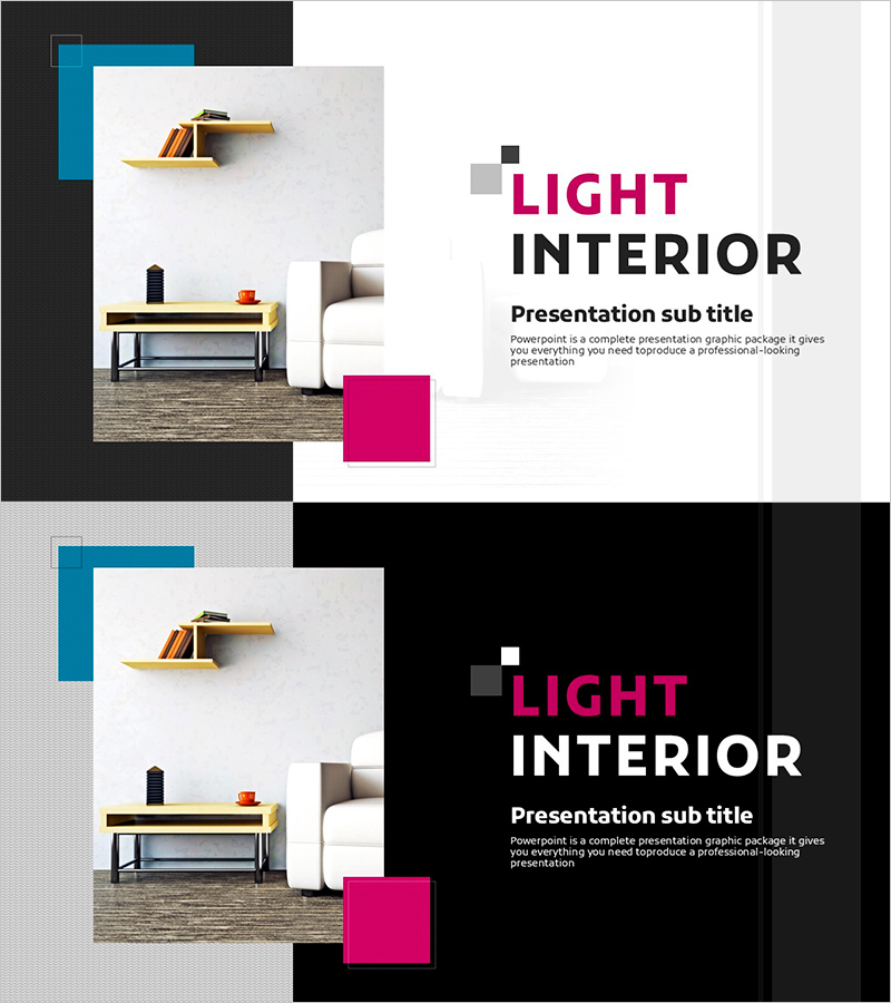 실내 인테리어 디자인 PPT 템플릿 표지 – 창의적이고 전문적인 소개
