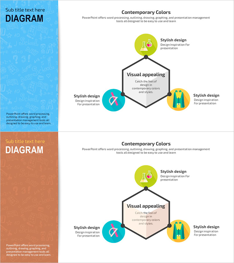 스쿨 아이콘과 3D박스를 활용한 시스템 구성도 – 시각적 흥미
