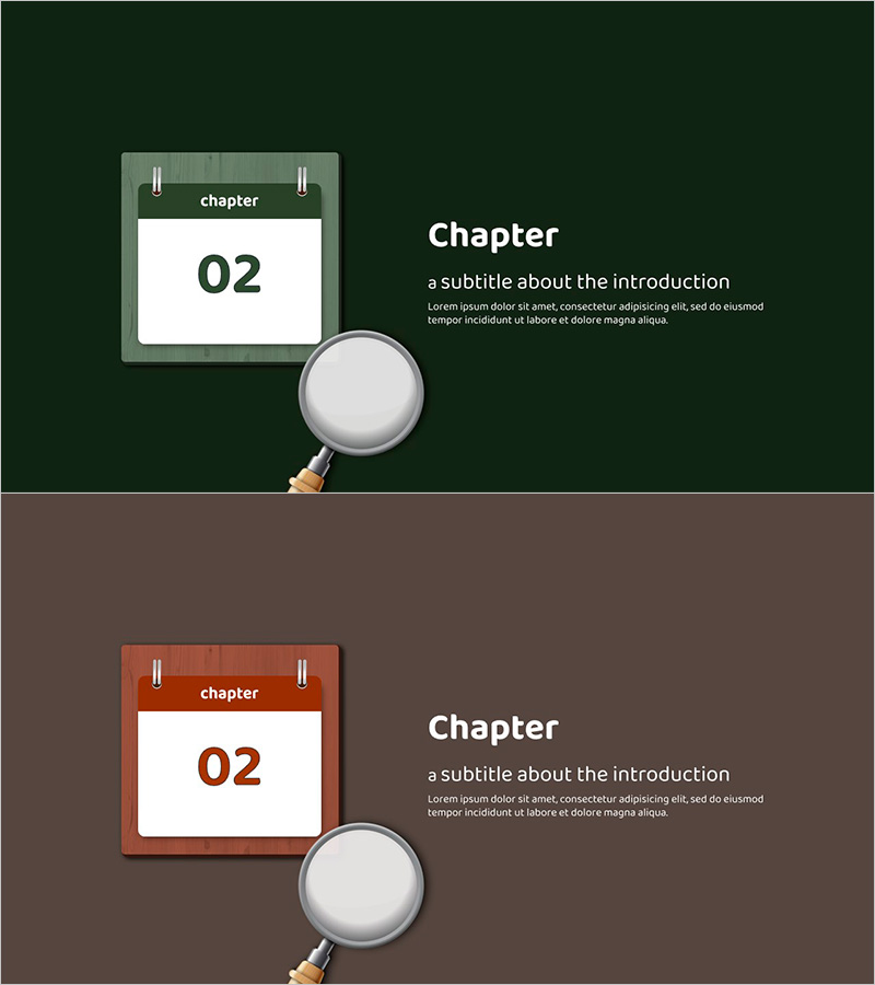 달력 돋보기 슬라이드 – 챕터 연출