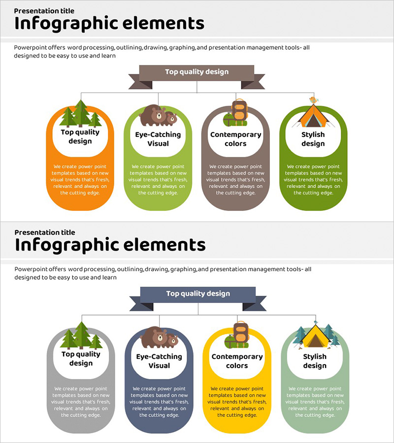 캠핑 사업 지원 방안 – 오렌지 옐로우 다이어그램으로 다양하게 표현