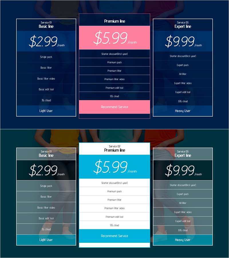 구독 서비스 비교 – 디자인 및 기능 강화를 위한 다이어그램